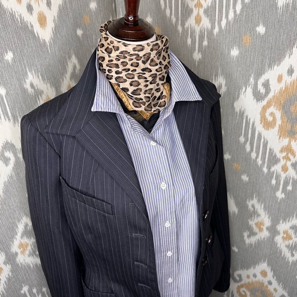 Ralph Lauren Midnight Shadow Stripe Wool Gaberdine Blazer
